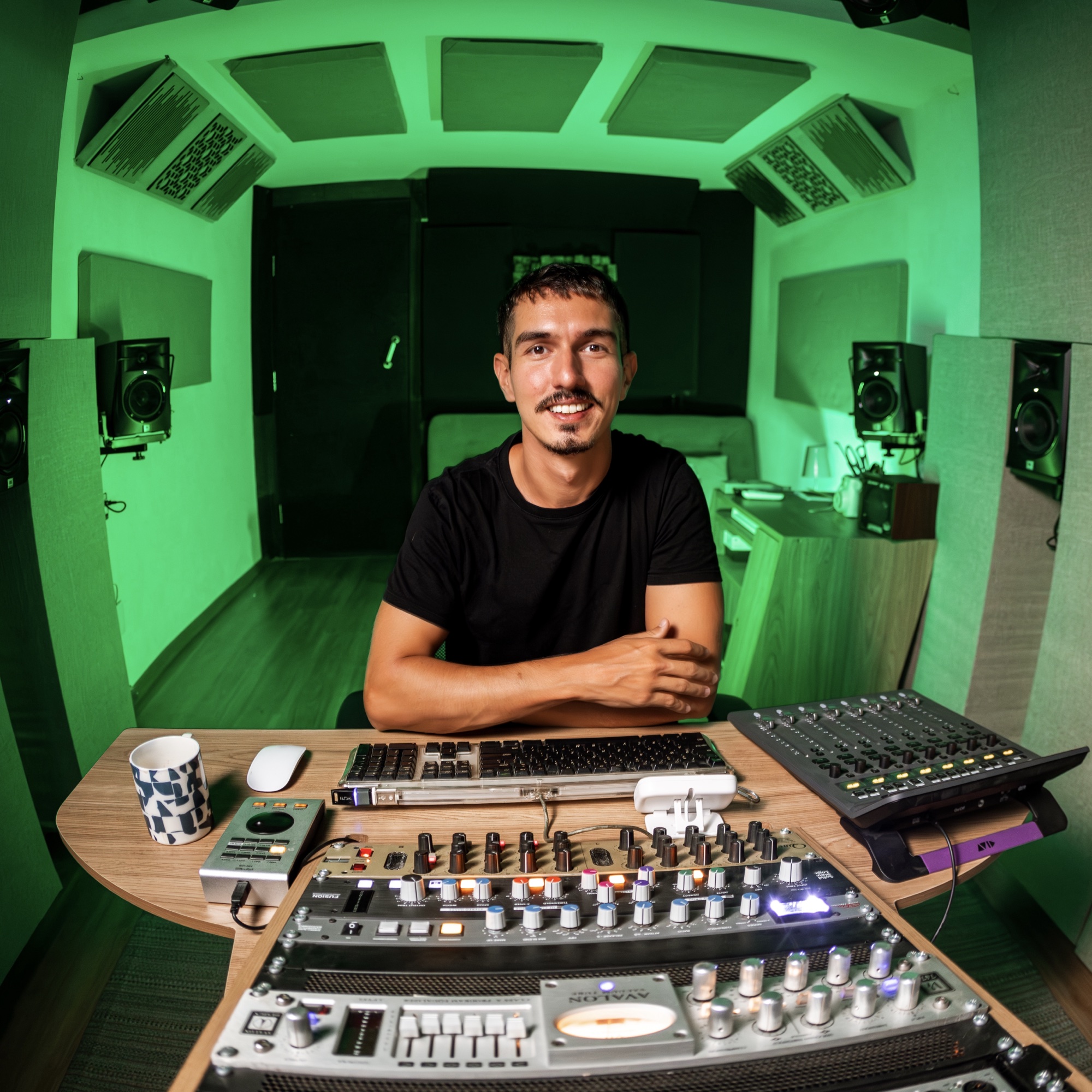 Gabriel Vilela em estúdio de masterização